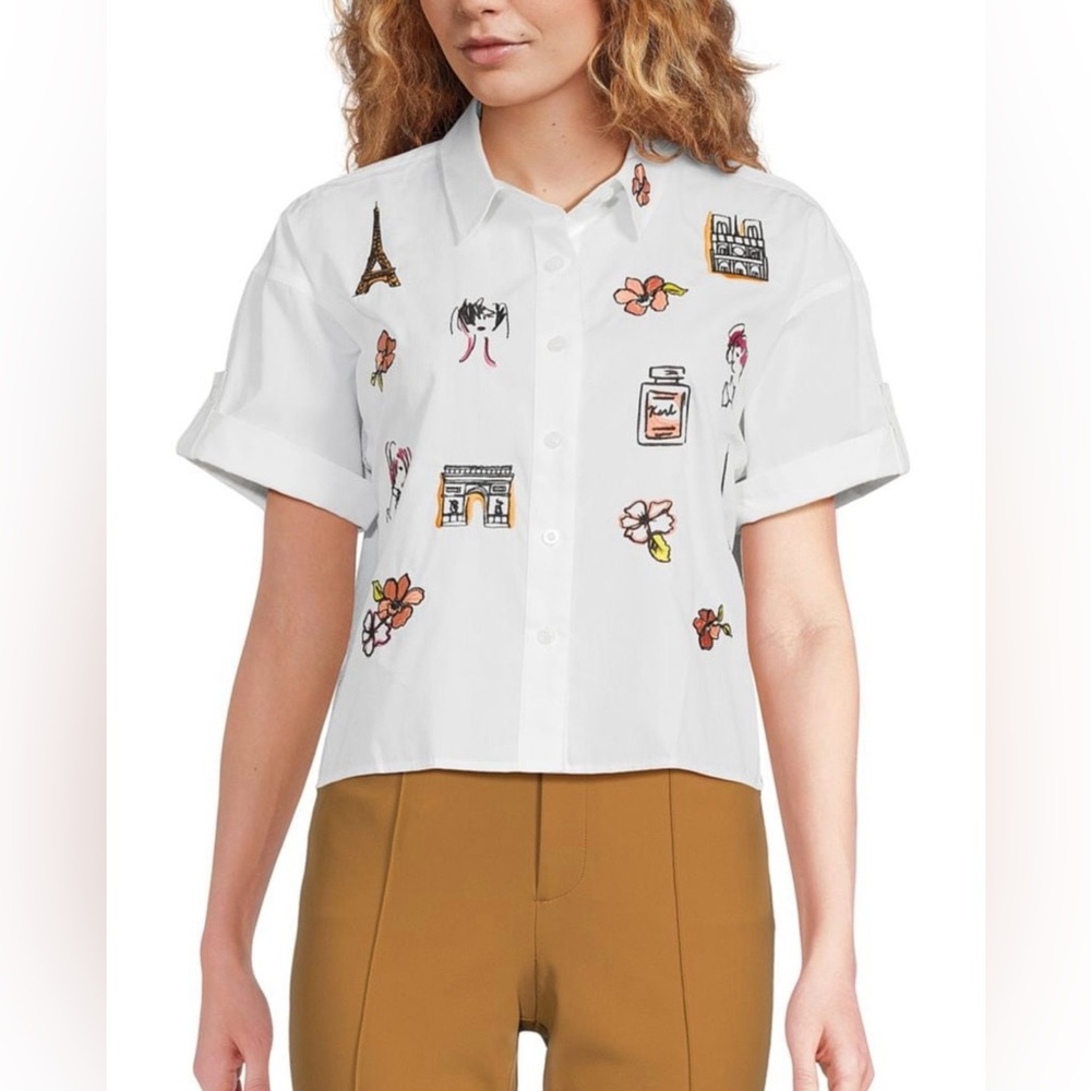 Karl Lagerfeld Paris - embroidered camp shirt